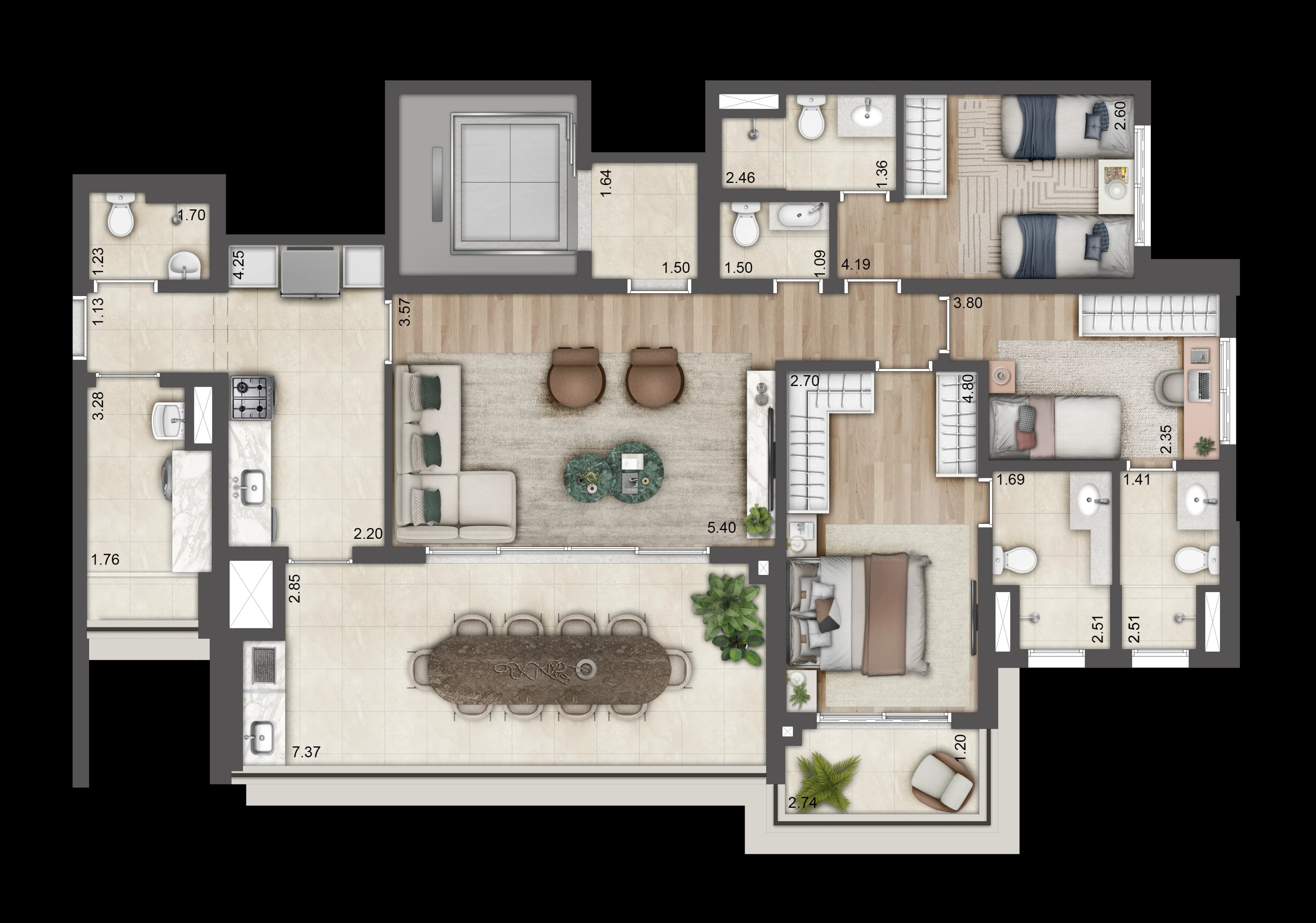 Planta de Torre C - 134m² - Jardim da Hípica