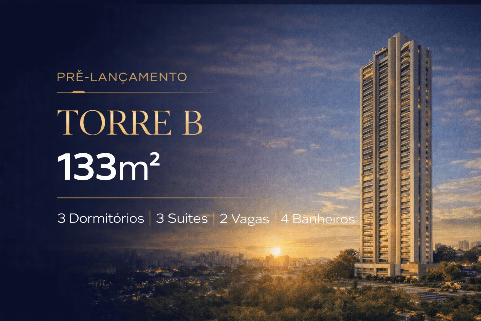 Planta Torre B - 133m² - Jardim da Hípica Lavvi