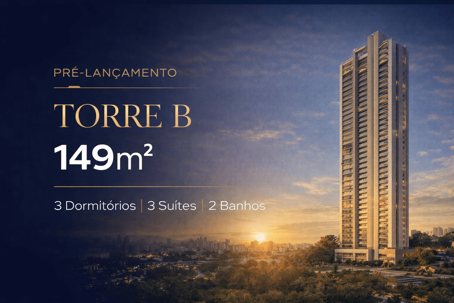 Planta Torre B - 149m² (Final 6: 150m²) - Jardim da Hípica Lavvi
